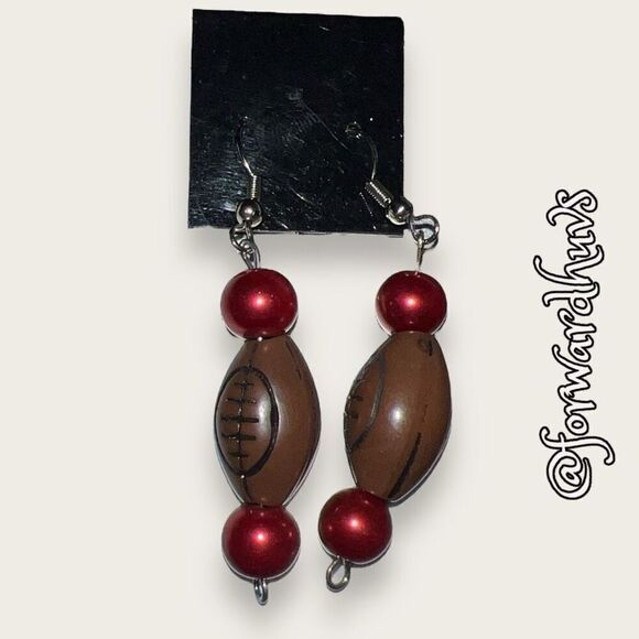 Bundle 3 for $15 NWOT Handmade Football Theme Dangle Earrings - Picture 1 of 8